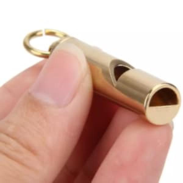 Loudest Brass Whistle Best Premium Emergency Whistle 125db+ One Piece Outdoor Survival Whistle On Key-Chain or Hang Around Your Neck and Carry it Anywhere!