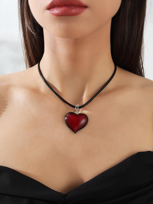 Women's Heart Decor Pendant Necklace for Women & Girls, Y2k Fashion Jewelry for Party, Daily Clothing Decor, Trendy All-match & Exquisite Jewelry for Birthday Gift, Mall Goth