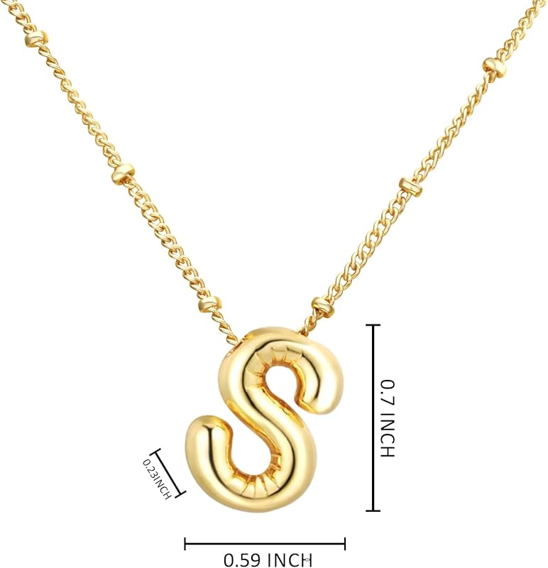 Christmas gifts&specials 18k Bubble Letter Necklace Gold for Women, Rhinestone Bubble Balloon Initial Necklace for Her, Charm Puff Letter Name Pendant Chunky Alphabet necklace