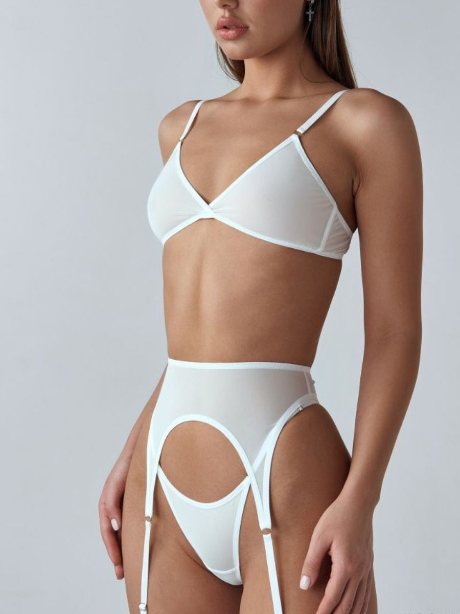 New Arrival Sexy Netted Bra Set with Bow and No-Underwire - 5-Piece with Cape for Women | Perfect for Date Night