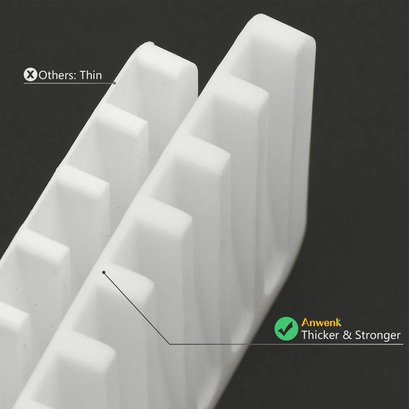 Anwenk Soap Dish Shower Waterfall Soap Tray Soap Saver Soap Holder Drainer Flexible Silicone for Shower/Bathroom/Kitchen/Counter Top,Keep Soap Bars Dry Clean,Easy Cleaning-White,2Pack