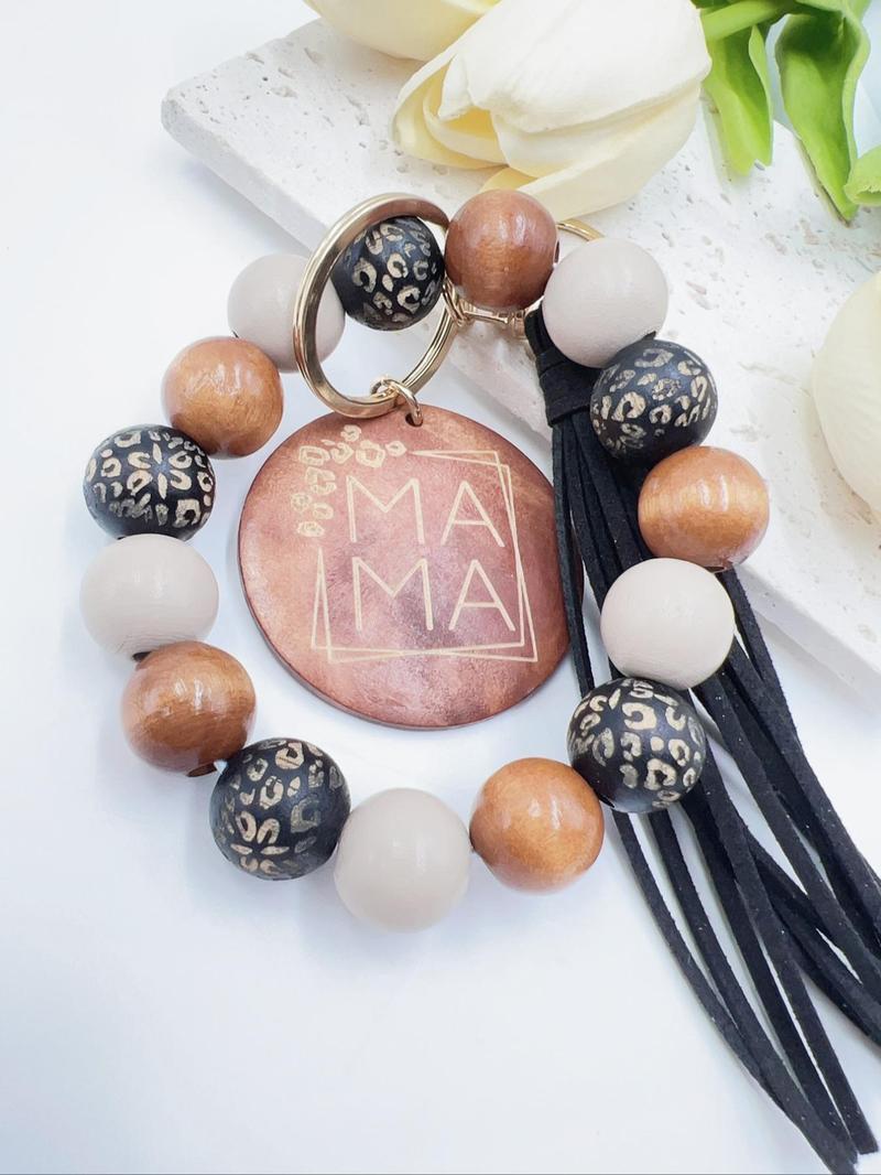 Women's Spring Colorblock Beaded & Tassel Decor Keychain, Boho Style Summer Vacation Wristlet Keychain, Personalized Cute Accessories, Unique Holiday Gift for Friends, Fall Outfits, Fall Freshness, for Fall