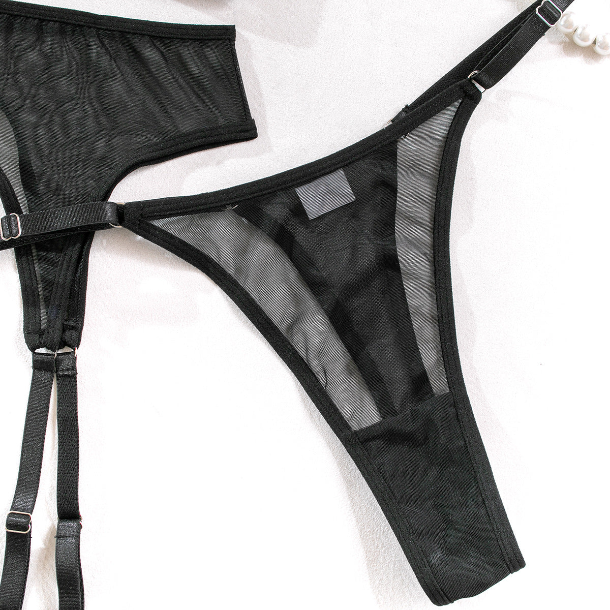 New Arrival Sexy Netted Bra Set with Bow and No-Underwire - 5-Piece with Cape for Women | Perfect for Date Night