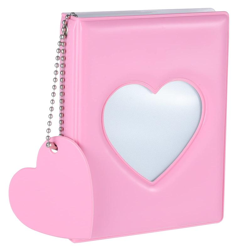 3" Mini Photo Album, Kpop Photocard Holder Book 32 Pockets, Photocard with Mirror-Like Photocard Binder, Love Heart Pendant Decor Gift Hollow