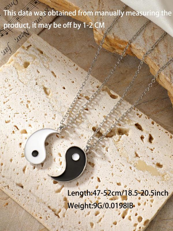 Yinyang Design Pendant Necklace for Couple, 2pcs 2024 New Dainty Jewelry for Daily Clothing Decor, Party, Chic All-match Jewelry As Gift for Girlfriend & Boyfriend