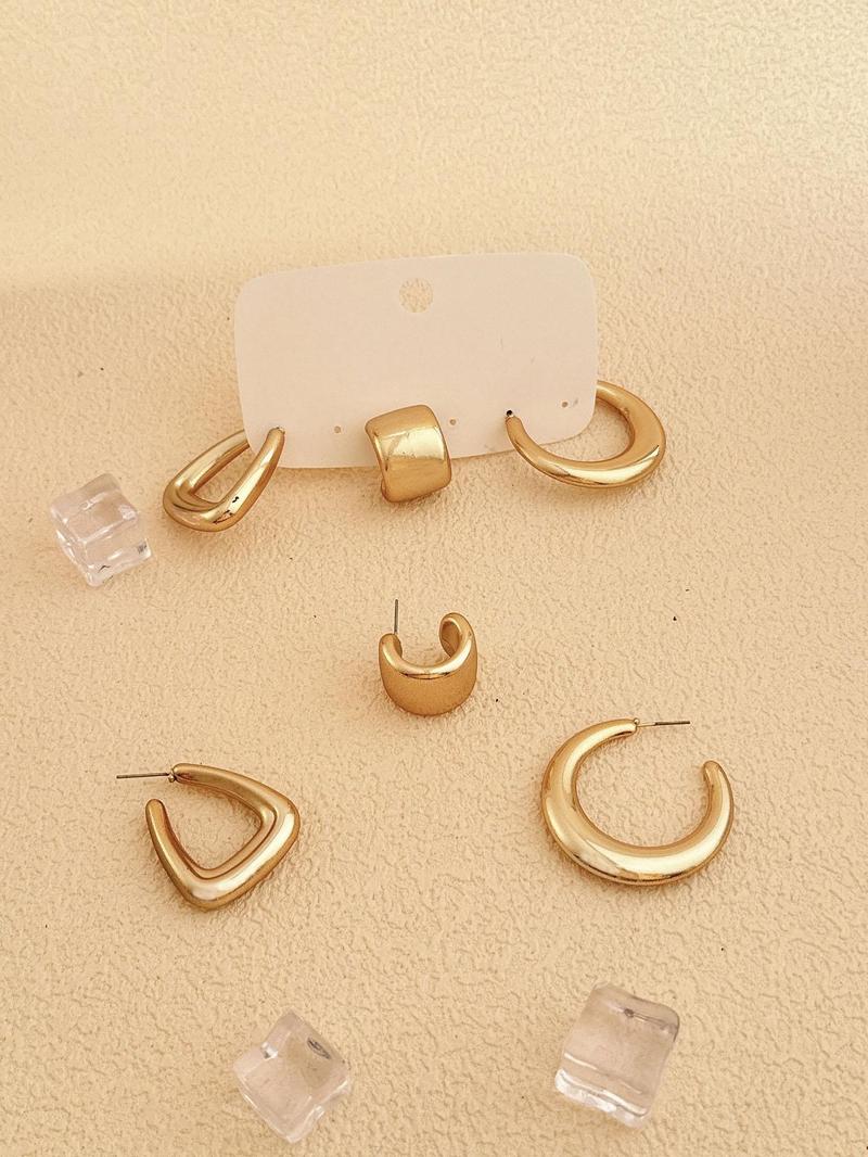 Women's Elegant Geometric & Twist Design Hoop Earrings, Exquisite Trendy Hoop Earrings, Fashionable Jewelry for Women for Daily & Party Decoration