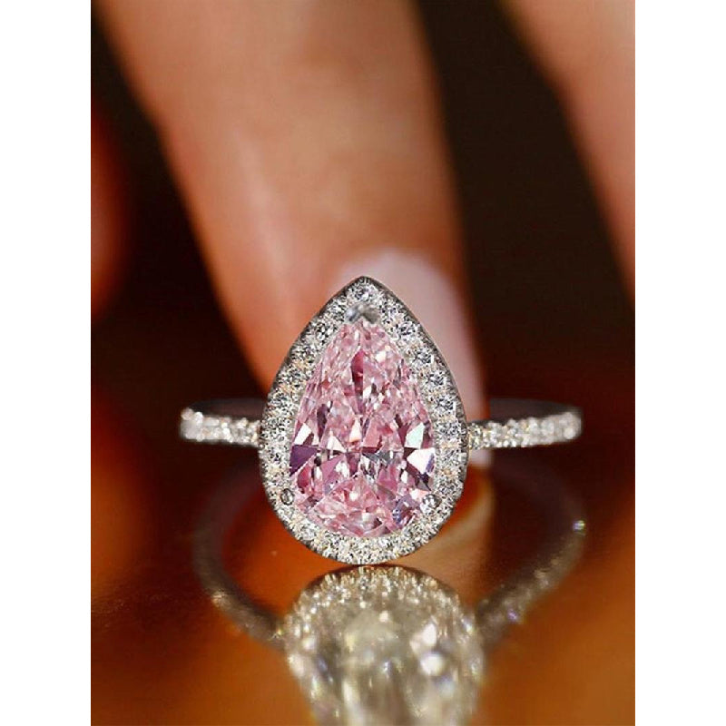 Elegant Water Drop Shaped Rhinestone Decorated Ring Perfect As Gift, Fashion Accessories for Wedding Party, Engagement Gift for Women, Pinky Ring