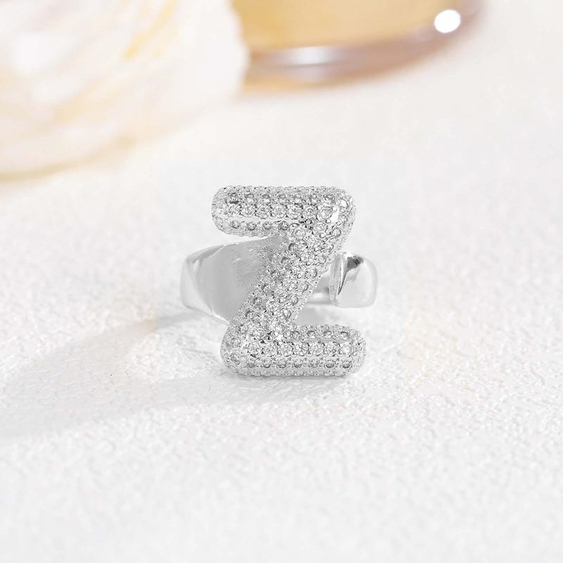 New 26 English letter rings fashionable chubby balloon letter rings with adjustable opening for women
