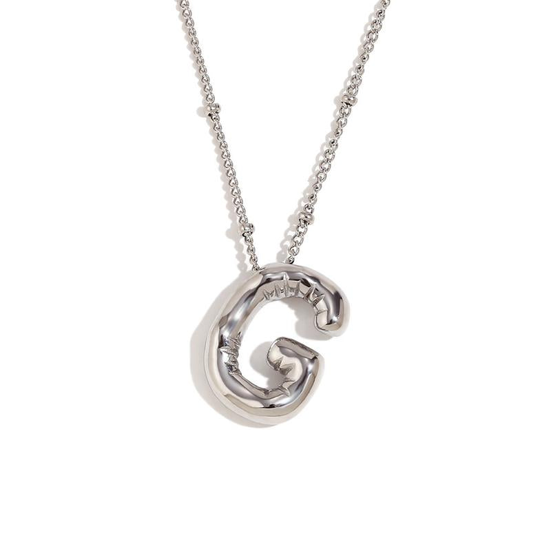 Letter Necklace Balloon Initial Necklaces for Women Girls Dainty Alphabet Pendant Puffy Name Personalized Jewelry Gift Fashion Personality Jewelry For Girls Plated Gold Bubble Letter Necklace