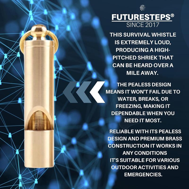 Loudest Brass Whistle Best Premium Emergency Whistle 125db+ One Piece Outdoor Survival Whistle On Key-Chain or Hang Around Your Neck and Carry it Anywhere!