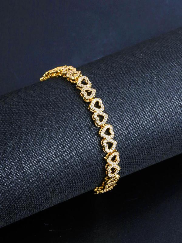 Heart Design Cute Summer Bracelets, Artificial Zircon Decor Matching Dainty Jewelry for Fall Festival Party, Daily Clothing Decor for Back To School, Matching Bracelets, Fall Outfits, Fall Freshness