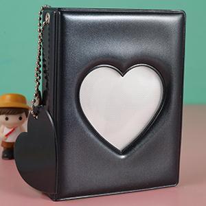 3" Mini Photo Album, Kpop Photocard Holder Book 32 Pockets, Photocard with Mirror-Like Photocard Binder, Love Heart Pendant Decor Gift Hollow