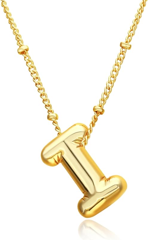 Christmas gifts&specials 18k Bubble Letter Necklace Gold for Women, Rhinestone Bubble Balloon Initial Necklace for Her, Charm Puff Letter Name Pendant Chunky Alphabet necklace