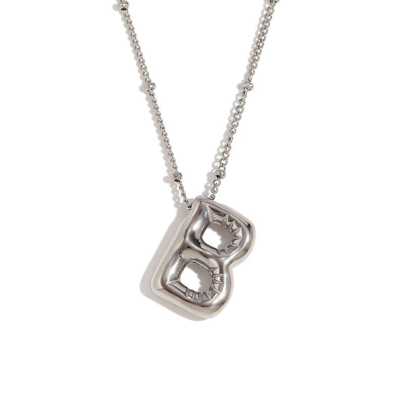 Letter Necklace Balloon Initial Necklaces for Women Girls Dainty Alphabet Pendant Puffy Name Personalized Jewelry Gift Fashion Personality Jewelry For Girls Plated Gold Bubble Letter Necklace
