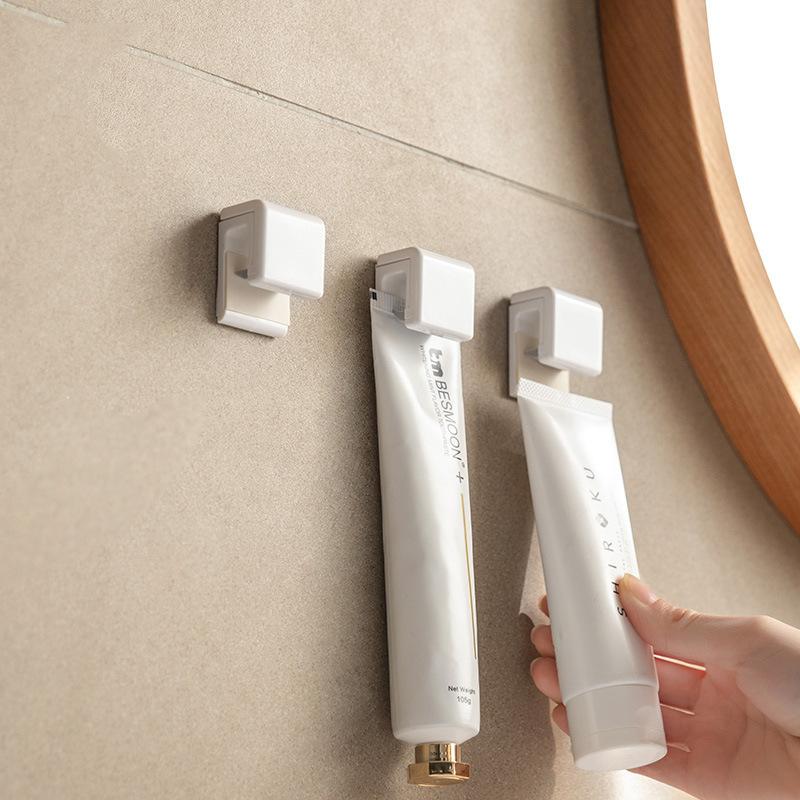 5pcs Toothpaste Holder Punch-Free Wall-Mounted Facial Cleanser Bathroom Storage Rack Wall Skincare Storage Hanging Clip Organiser Hangable