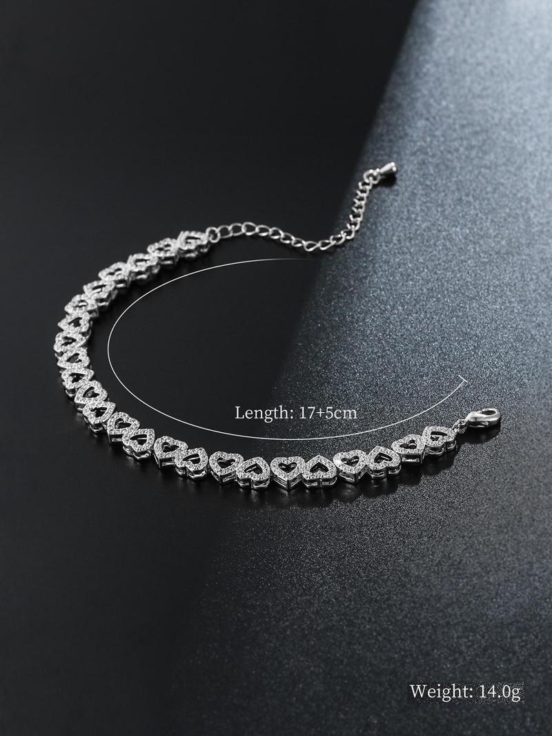 Heart Design Cute Summer Bracelets, Artificial Zircon Decor Matching Dainty Jewelry for Fall Festival Party, Daily Clothing Decor for Back To School, Matching Bracelets, Fall Outfits, Fall Freshness