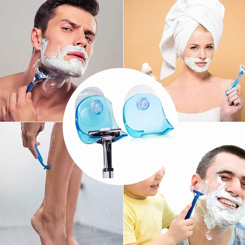 5 Pieces Razor Holder with Suction Cup, Plastic Waterproof Wall Hanger Stands Shaver Hooks, Razor Holder for Shower Bathroom Kitchen Plug