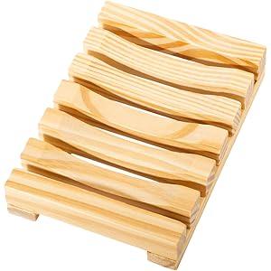 Natural Wooden Soap Dish Soap Saver Holder Soap Tray for Bathroom, Biodegradable, Zero Waste, Plastic Free (Wooden)