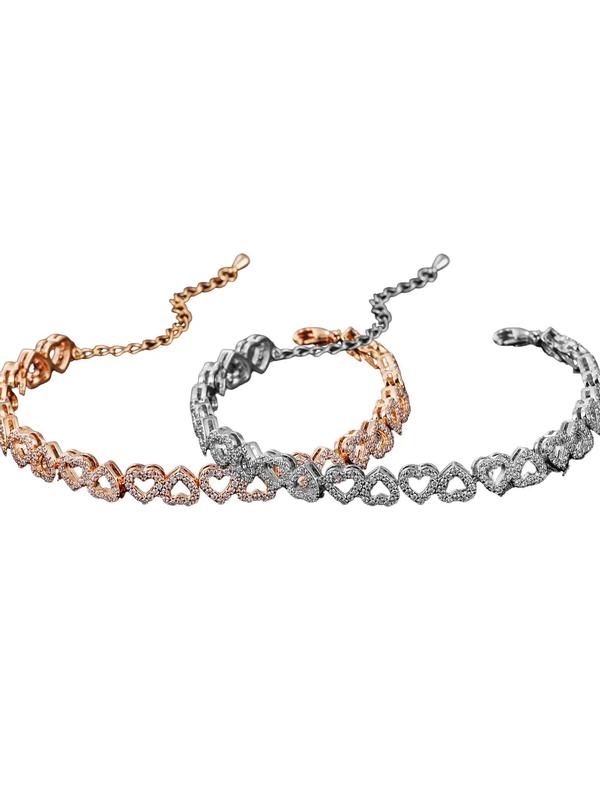 Heart Design Cute Summer Bracelets, Artificial Zircon Decor Matching Dainty Jewelry for Fall Festival Party, Daily Clothing Decor for Back To School, Matching Bracelets, Fall Outfits, Fall Freshness