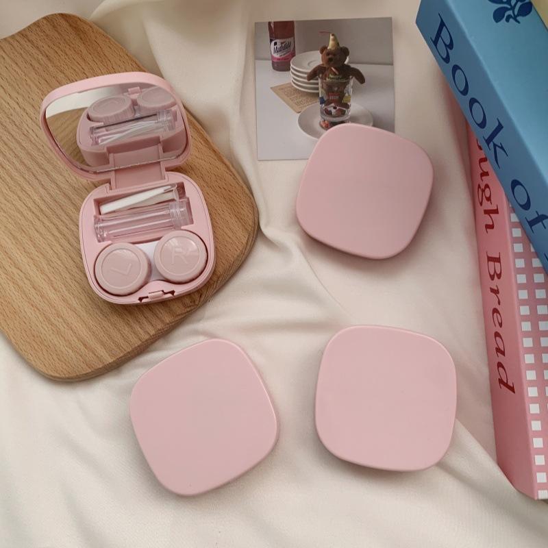 Style Simple Fashion Invisible Glasses Box Couple Box Nursing Beauty Pupil Box Solid Color Portable Cosmetic Contact Lenses Storage Box