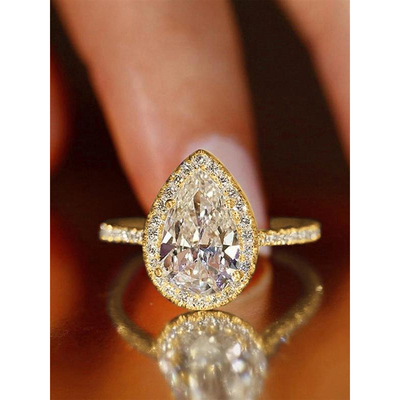 Elegant Water Drop Shaped Rhinestone Decorated Ring Perfect As Gift, Fashion Accessories for Wedding Party, Engagement Gift for Women, Pinky Ring