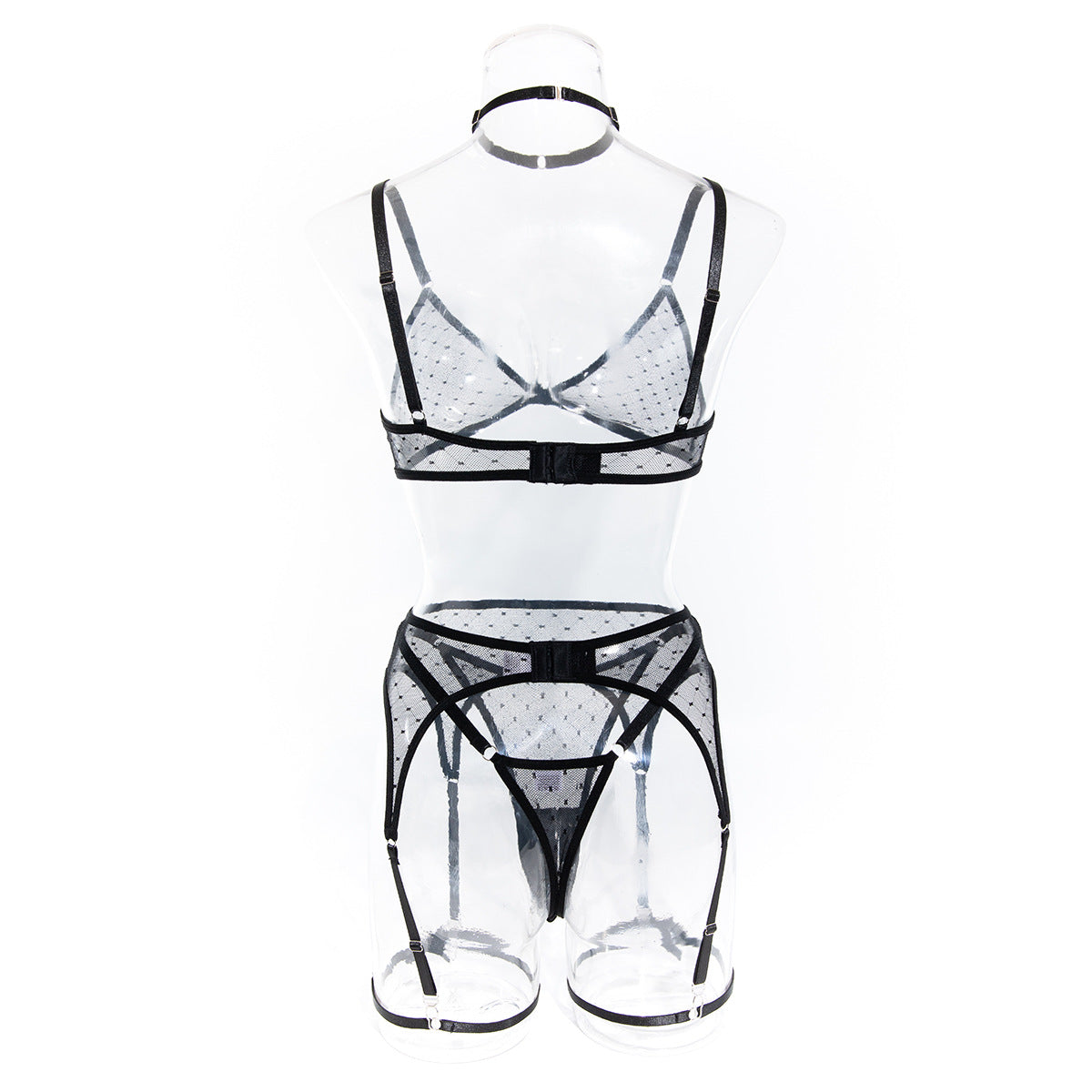 New Arrival Sexy Netted Bra Set with Bow and No-Underwire - 5-Piece with Cape for Women | Perfect for Date Night