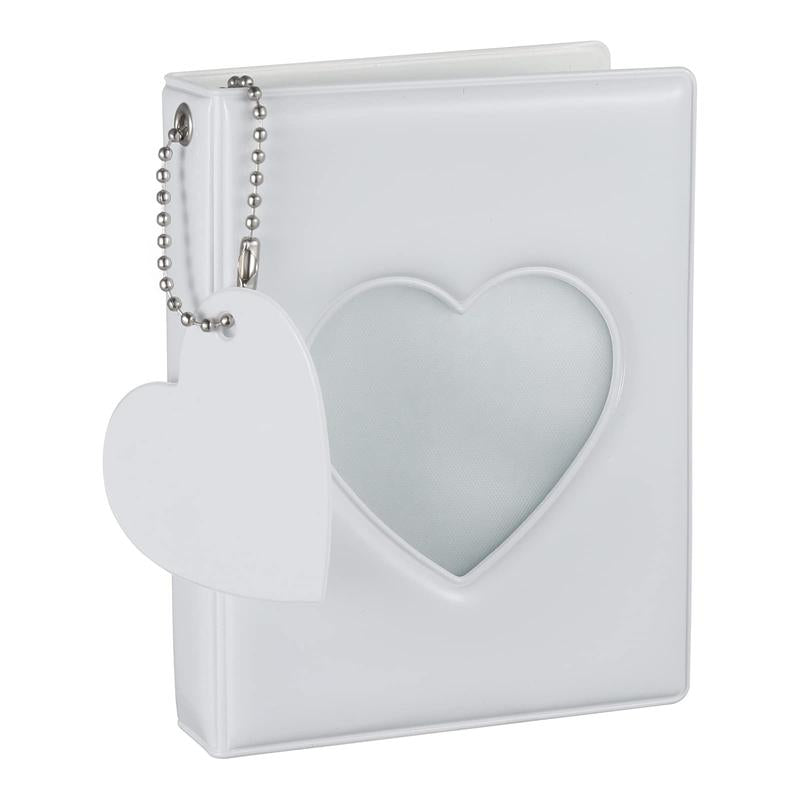 3" Mini Photo Album, Kpop Photocard Holder Book 32 Pockets, Photocard with Mirror-Like Photocard Binder, Love Heart Pendant Decor Gift Hollow