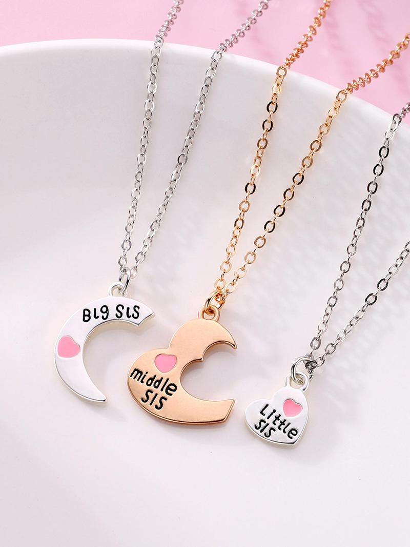 Women's Elegant Heart Charm Pendant Necklaces, 2 Counts/set Fashion Matching Necklaces for Mother & Daughter for Party, Daily Decor, Trendy All-match Exquisite Jewelry As Birthday Gift