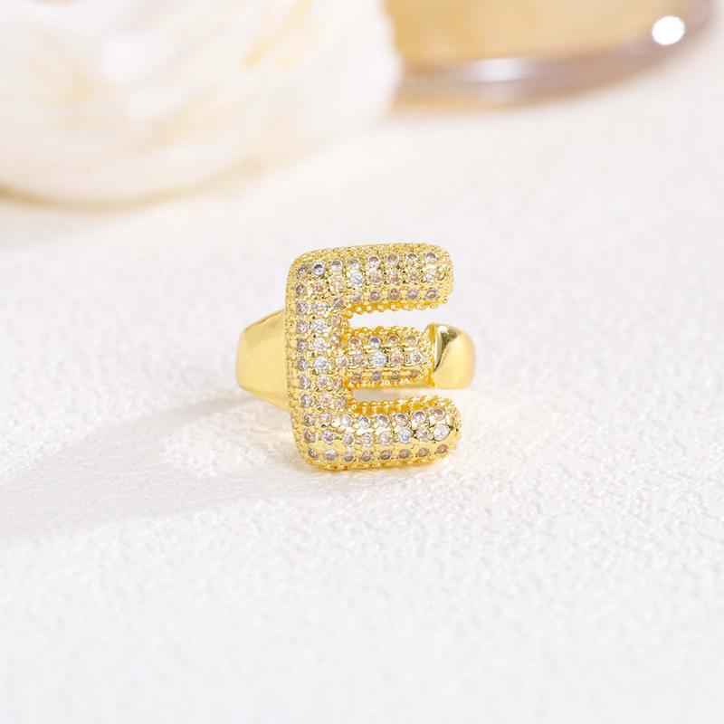 New 26 English letter rings fashionable chubby balloon letter rings with adjustable opening for women