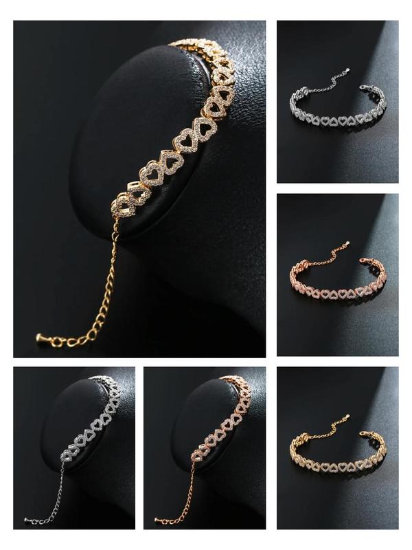 Heart Design Cute Summer Bracelets, Artificial Zircon Decor Matching Dainty Jewelry for Fall Festival Party, Daily Clothing Decor for Back To School, Matching Bracelets, Fall Outfits, Fall Freshness