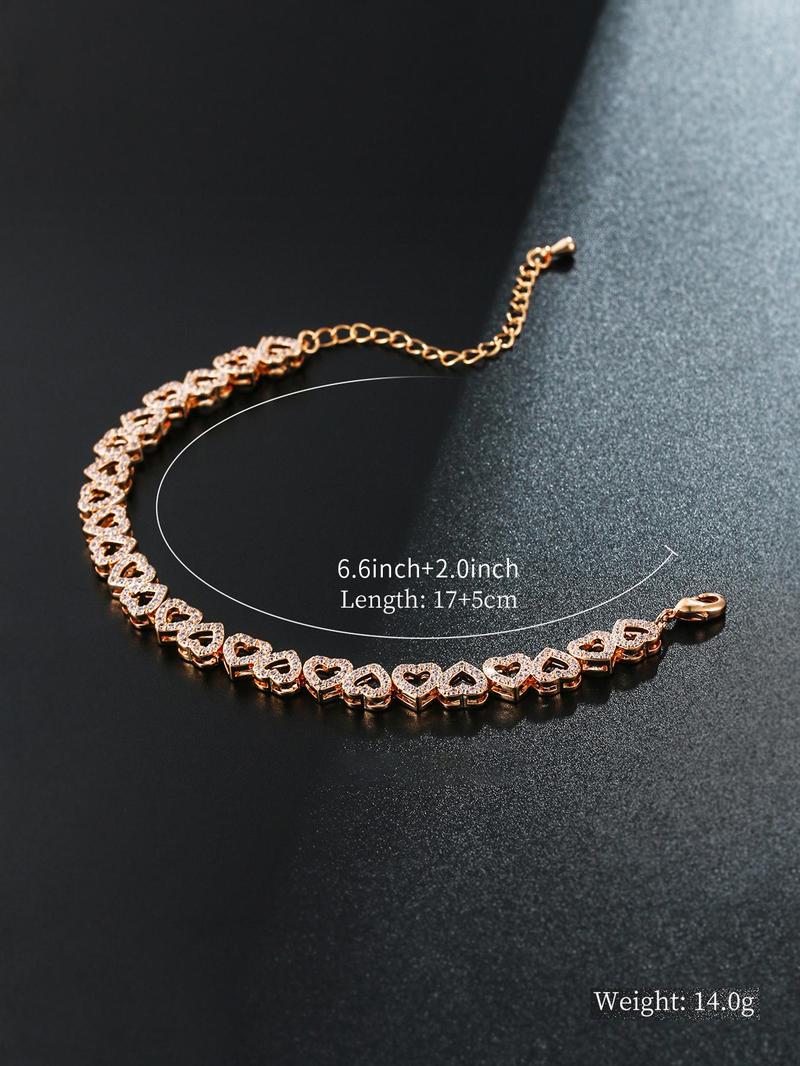 Heart Design Cute Summer Bracelets, Artificial Zircon Decor Matching Dainty Jewelry for Fall Festival Party, Daily Clothing Decor for Back To School, Matching Bracelets, Fall Outfits, Fall Freshness