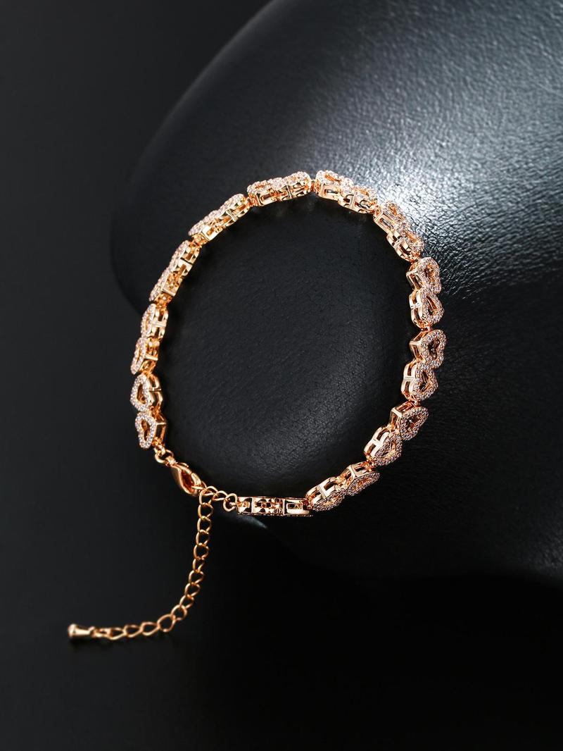 Heart Design Cute Summer Bracelets, Artificial Zircon Decor Matching Dainty Jewelry for Fall Festival Party, Daily Clothing Decor for Back To School, Matching Bracelets, Fall Outfits, Fall Freshness