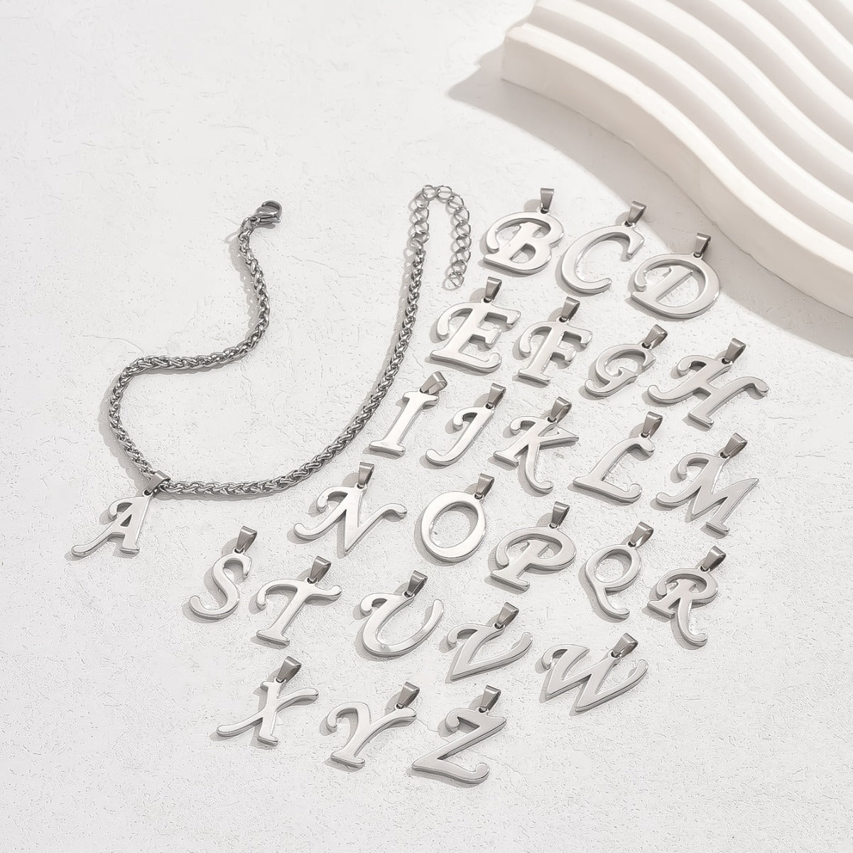 Summer Outfits 2024 Letter & Wheat Chain Anklet for Women & Man, Stainless Steel Jewelry for Party, Beach, Daily Clothing Decor, Trendy All-match & Exquisite Jewelry for Birthday Gift