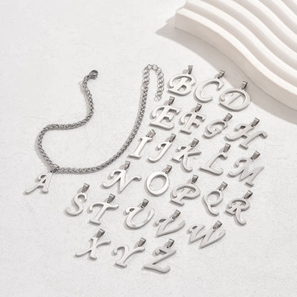 Summer Outfits 2024 Letter & Wheat Chain Anklet for Women & Man, Stainless Steel Jewelry for Party, Beach, Daily Clothing Decor, Trendy All-match & Exquisite Jewelry for Birthday Gift