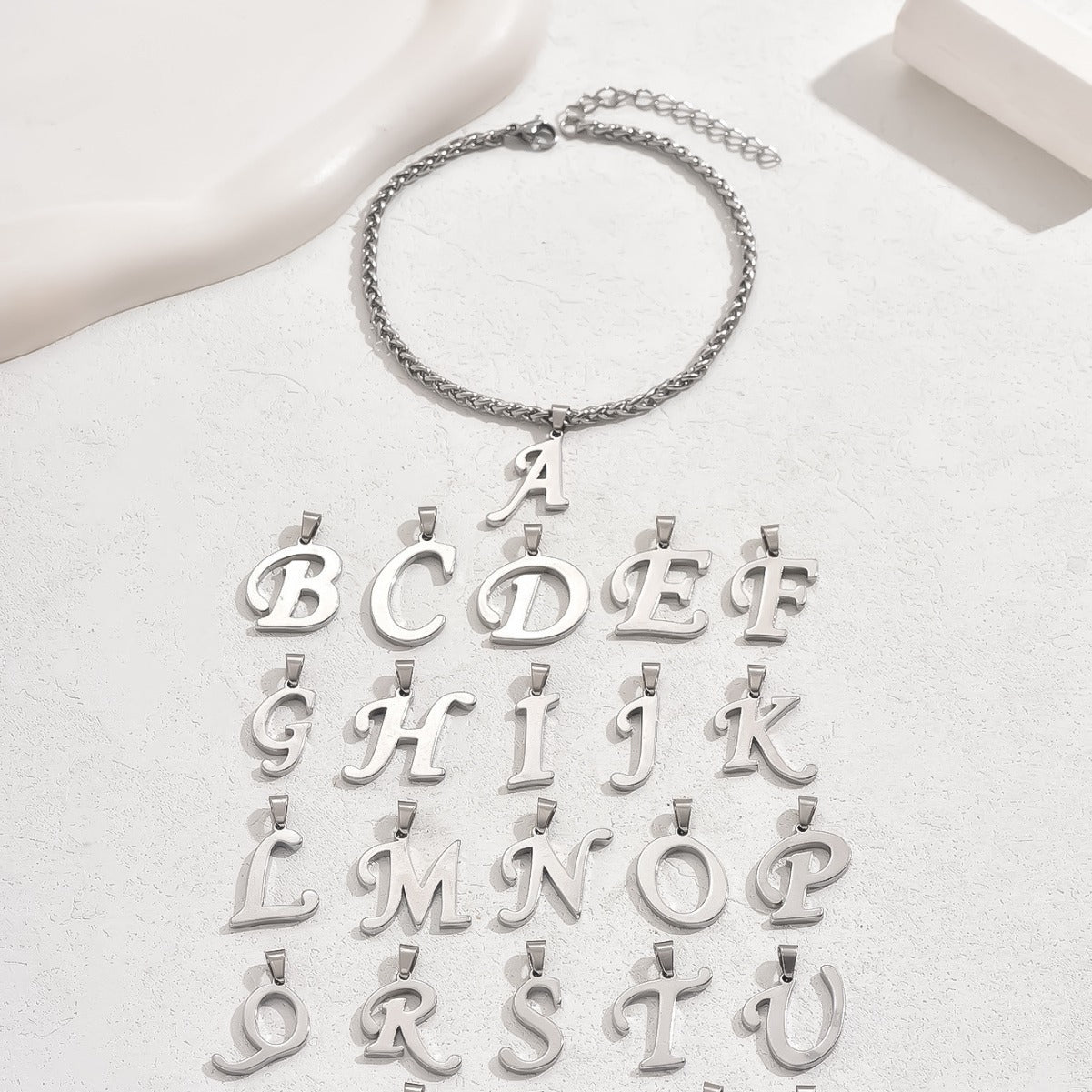 Summer Outfits 2024 Letter & Wheat Chain Anklet for Women & Man, Stainless Steel Jewelry for Party, Beach, Daily Clothing Decor, Trendy All-match & Exquisite Jewelry for Birthday Gift