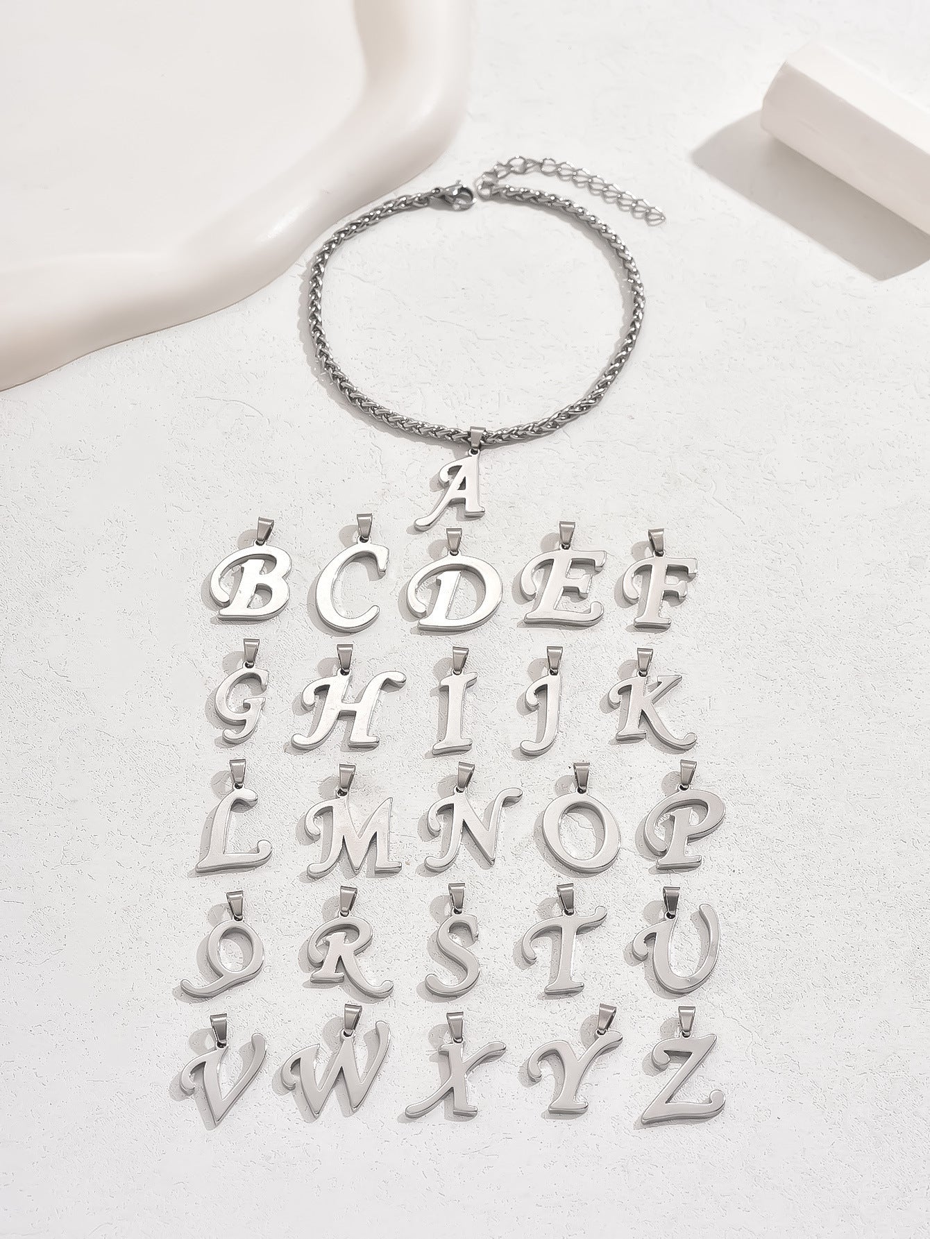 Summer Outfits 2024 Letter & Wheat Chain Anklet for Women & Man, Stainless Steel Jewelry for Party, Beach, Daily Clothing Decor, Trendy All-match & Exquisite Jewelry for Birthday Gift