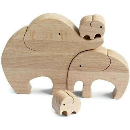 ASkinds 1Set Wooden Elephant Family Ornament Desktop Elephant Mother Child Decoration Elephants Collectible Figurines for Home Office Bedroom Living Room