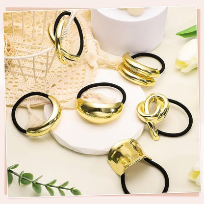 6 PCS Metal Hair Ties, Gold Hair Cuffs Ponytail Cuff Hair Elastic Gold Hair Accessories for Women the original paige poster advent  calendars