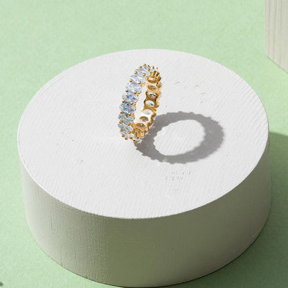 14K Gold Plated Rings Oval Cubic Zirconia Love Ring | Eternity Ring | 5mm Stackable Rings for Women | Gold Rings for Women