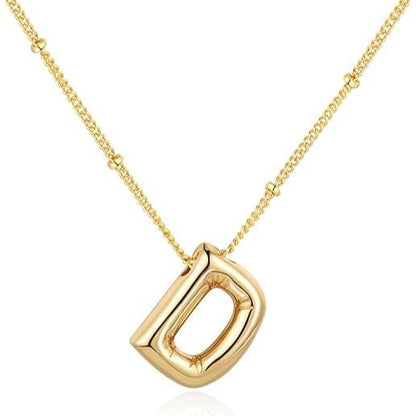 Letter Necklace Balloon Initial Necklaces for Women Girls Dainty Alphabet Pendant   Puffy Name Personalized Jewelry Gift Fashion Personality Jewelry For Girls Plated Gold Bubble Letter Necklace