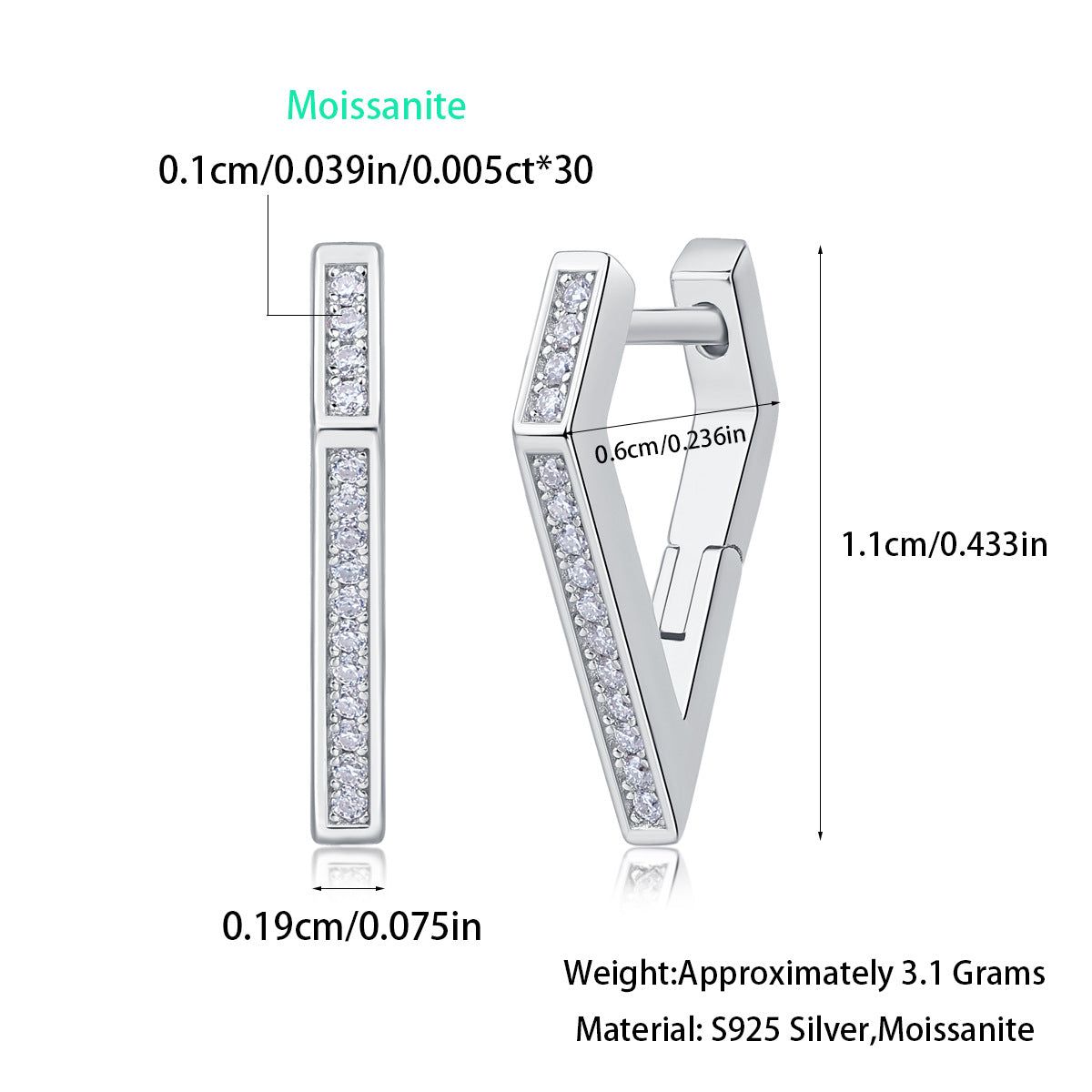 S925 Crown Earrings Moissanite New Hoop Earrings