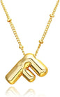 Christmas gifts&specials 18k Bubble Letter Necklace Gold for Women, Rhinestone Bubble Balloon Initial Necklace for Her, Charm Puff Letter Name Pendant Chunky Alphabet necklace