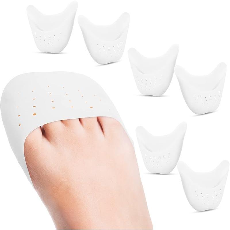 6 Pcs Toe Covers Toe Protectors for Women Silicone Toe Pouches Gel Pads Pointe Shoes Protectors Gel Sock Pads Ballet Dance Toe Caps with Breathable Hole for Ball of Foot Metatarsal(Beige)