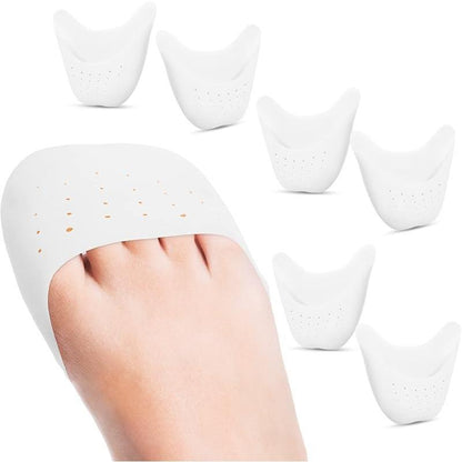 6 Pcs Toe Covers Toe Protectors for Women Silicone Toe Pouches Gel Pads Pointe Shoes Protectors Gel Sock Pads Ballet Dance Toe Caps with Breathable Hole for Ball of Foot Metatarsal(Beige)