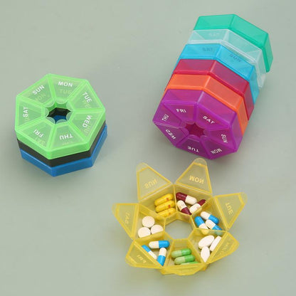 7-compartment Pill Box, 1 Count Random Color Mini Portable Pill Container, One-week Pill Box for Travel, Medicine Organizer, Travel Accessories