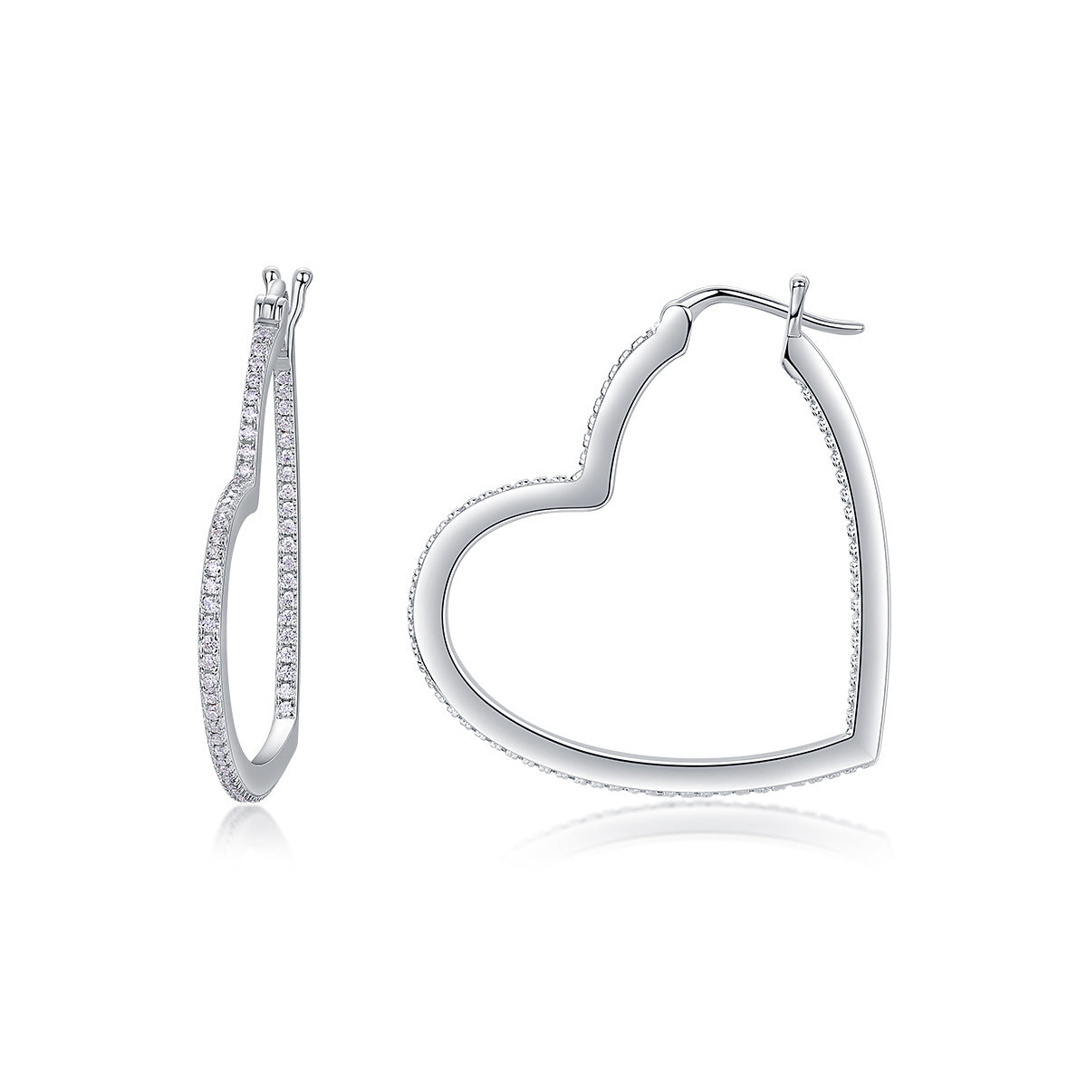 S925 Silver New Heart-Shaped Hoop Earrings for Women High-End Feel Hot-Selling Moissanite Earrings