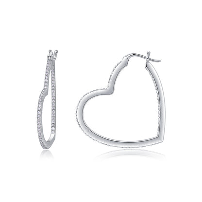 S925 Silver New Heart-Shaped Hoop Earrings for Women High-End Feel Hot-Selling Moissanite Earrings
