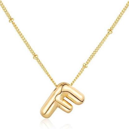 Letter Necklace Balloon Initial Necklaces for Women Girls Dainty Alphabet Pendant   Puffy Name Personalized Jewelry Gift Fashion Personality Jewelry For Girls Plated Gold Bubble Letter Necklace