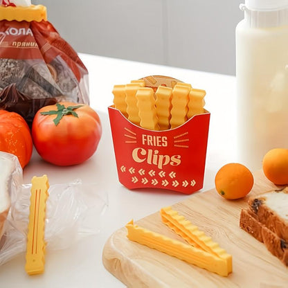 12 pcs Cute French Fries Shaped Bag Clip, Fridge Magnet for Sealing Grocery Bag: Moisture Proof Sealing Clamp, for Kitchen Storage, Cute and Practical Kitchen Accessories, Safety Envelope Bag and Packaging, Potato Chips Clip