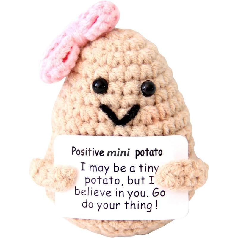 Mini Positive Cute Funny Life Potato Tomato Eggplant Onion Cute Animals Creative Knitted Holding Card Crochet Birthday Christmas Girls Gifts Party Decor party gift